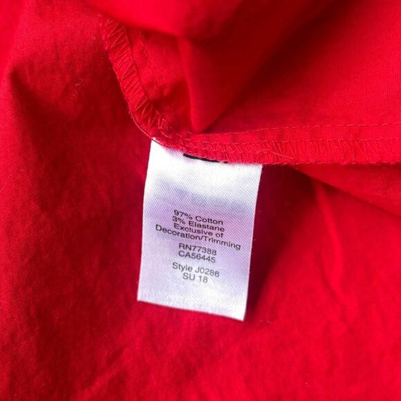 J.CREW Red Peasant Top Floral Appliqué Tassel Tie Boho Blouse - XS - Picture 12 of 15